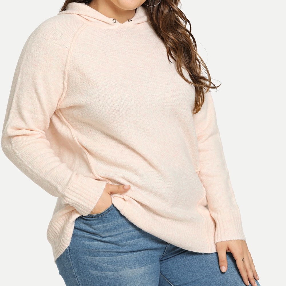 NEW❗️2 LEFT❗️XL-1X•BELLA BLUSH PINK SO SOFT HOODED SWEATER - Picture 6 of 15